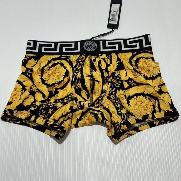 NWT Versace Barocco Greca Underwear Trunk Boxer Briefs Black Gold Size IT 3/ S - Picture 6 of 11